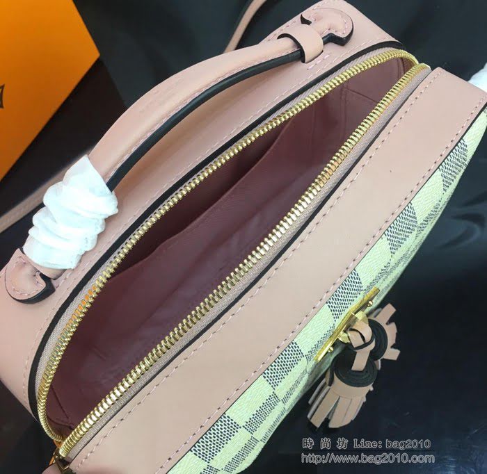 路易威登LV女包 頂級原單 N40154 N40155 Saintonge手袋 Damier Azur帆布 彩色皮革飾邊 可手提 可肩背 斜挎   ydh2697